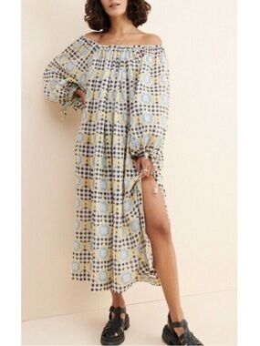 Innika Choo X Anthropologie Black Gingham Maxi Dress